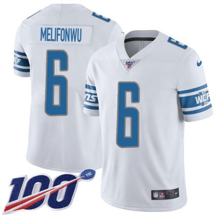 Lions #6 Ifeatu Melifonwu White Youth Stitched NFL 100th Season Vapor Untouchable Limited Jersey