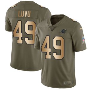 panthers #49 frankie luvu olive/gold men's stitched nfl limited 2017 salute to service elite jersey