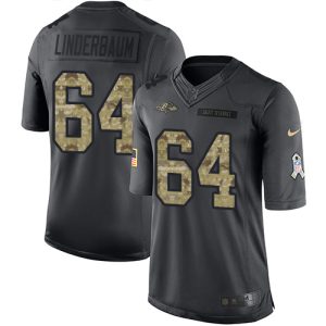 cheap Ravens #64 Tyler Linderbaum Black Men's Stitched NFL Limited 2016 Salute to Service Jersey