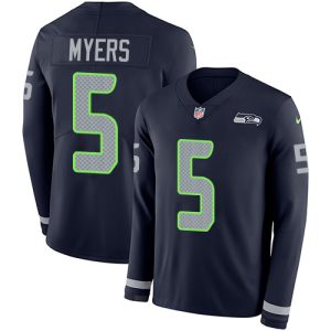 seahawks #5 jason myers steel blue team color men's stitched nfl limited therma long sleeve cheap jersey