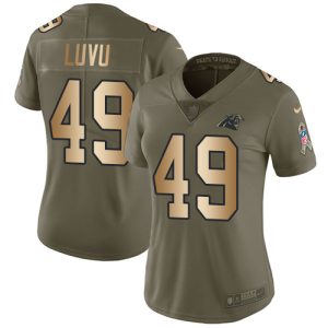 panthers #49 frankie luvu olive/gold women's stitched nfl limited 2017 salute to service elite jersey