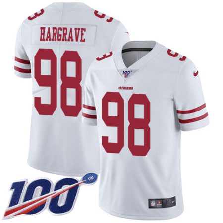 49ers #98 Javon Hargrave White Youth Stitched NFL 100th Season Vapor Limited Jersey