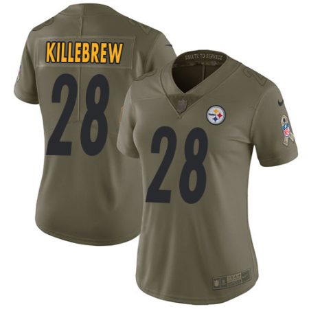 Steelers #28 Miles Killebrew Olive Women's Stitched NFL Limited 2017 Salute To Service Jersey