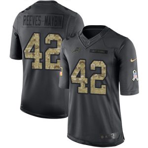 elite Lions #42 Jalen Reeves-Maybin Black Youth Stitched NFL Limited 2016 Salute to Service Jersey