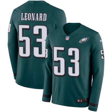 cheap Eagles #53 Shaquille Leonard Green Team Color Youth Stitched NFL Limited Therma Long Sleeve Jersey