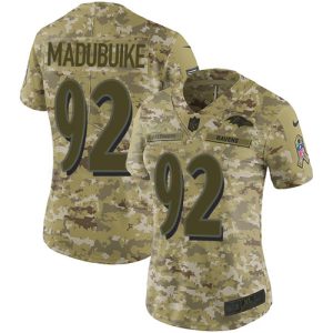 Ravens #92 Justin Madubuike Camo Women's Stitched NFL Limited 2018 Salute To Service Jersey