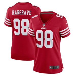 san francisco 49ers #98 javon hargrave scarlet women's 2022-23 nfl game cheap jersey