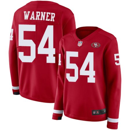 49ers #54 fred warner red team color women's stitched nfl limited therma long sleeve wholesale jersey