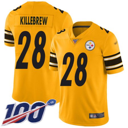 steelers #28 miles killebrew gold men's stitched nfl limited inverted legend 100th season elite jersey