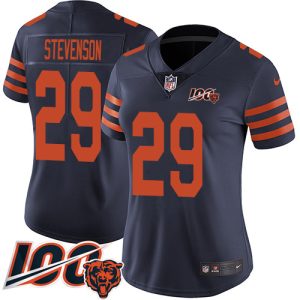 wholesale Bears #29 Tyrique Stevenson Navy Blue Alternate Women's Stitched NFL 100th Season Vapor Untouchable Limited Jersey