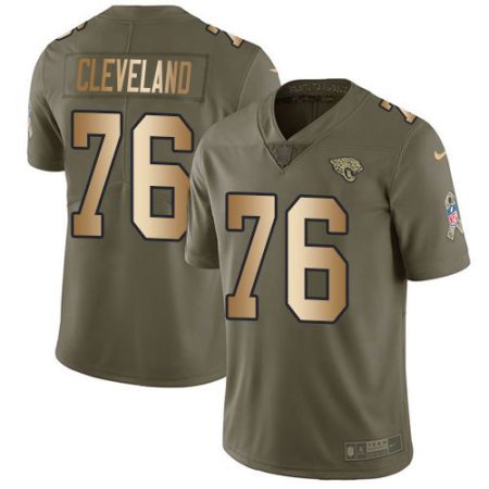 Jaguars #76 Ezra Cleveland Olive/Gold Men's Stitched NFL Limited 2017 Salute To Service Jersey