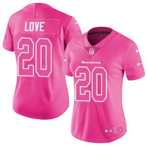 Seahawks #20 Julian Love Pink Women's Stitched NFL Limited Rush Fashion Jersey