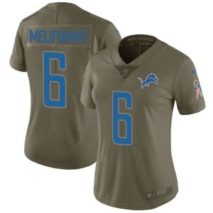 elite Lions #6 Ifeatu Melifonwu Olive Women's Stitched NFL Limited 2017 Salute To Service Jersey