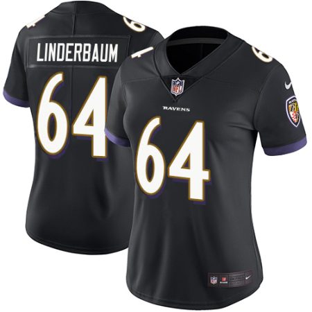 Ravens #64 Tyler Linderbaum Black Alternate Women's Stitched NFL Vapor Untouchable Limited Jersey