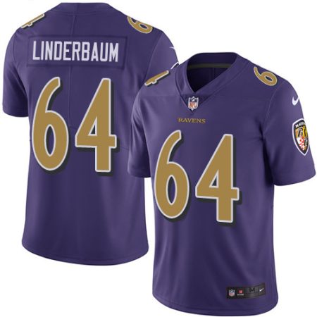 wholesale Ravens #64 Tyler Linderbaum Purple Youth Stitched NFL Limited Rush Jersey