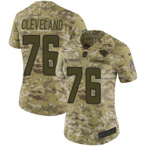 Jaguars #76 Ezra Cleveland Camo Women's Stitched NFL Limited 2018 Salute To Service Jersey