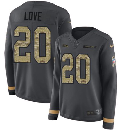 seahawks #20 julian love anthracite salute to service women's stitched nfl limited therma long sleeve elite jersey