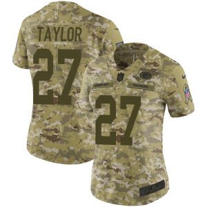 Packers #27 Patrick Taylor Camo Women's Stitched NFL Limited 2018 Salute To Service Jersey