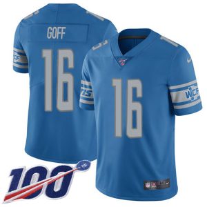 wholesale Lions #16 Jared Goff Blue Team Color Youth Stitched NFL 100th Season Vapor Untouchable Limited Jersey