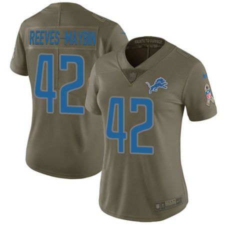 Lions #42 Jalen Reeves-Maybin Olive Women's Stitched NFL Limited 2017 Salute To Service Jersey