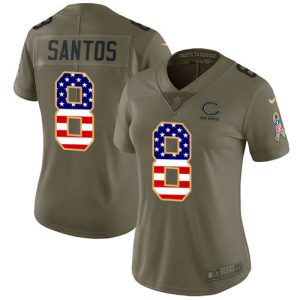 elite Bears #8 Cairo Santos Olive/USA Flag Women's Stitched NFL Limited 2017 Salute To Service Jersey