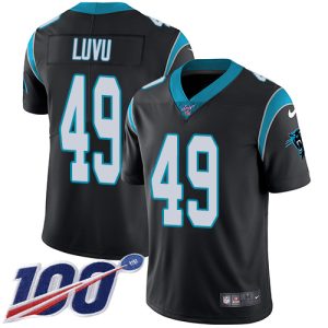 panthers #49 frankie luvu black team color men's stitched nfl 100th season vapor untouchable limited cheap jersey