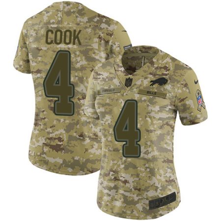 Bills #4 James Cook Camo Women's Stitched NFL Limited 2018 Salute To Service Jersey