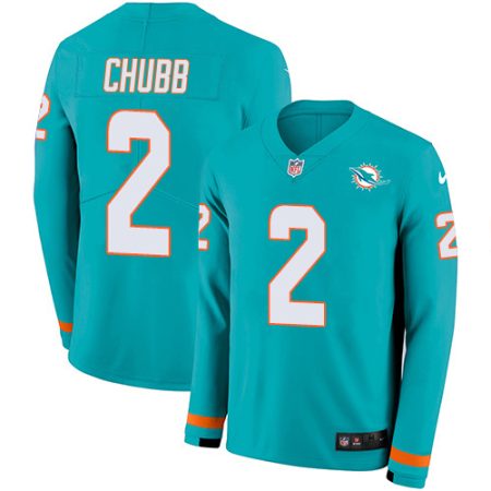 Dolphins #2 Bradley Chubb Aqua Green Team Color Youth Stitched NFL Limited Therma Long Sleeve Jersey