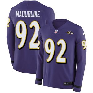 cheap Ravens #92 Justin Madubuike Purple Team Color Youth Stitched NFL Limited Therma Long Sleeve Jersey