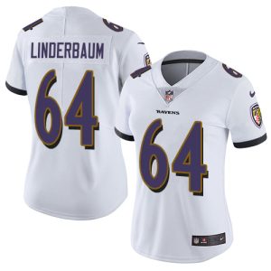 Ravens #64 Tyler Linderbaum White Women's Stitched NFL Vapor Untouchable Limited Jersey