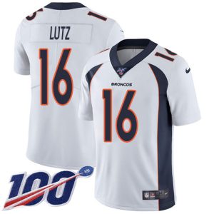 wholesale Broncos #16 Wil Lutz White Men's Stitched NFL 100th Season Vapor Untouchable Limited Jersey