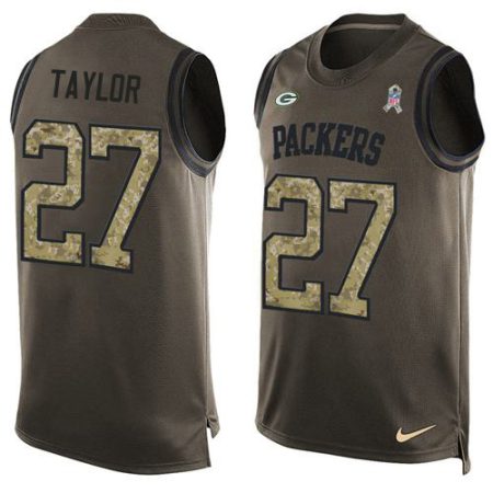 packers #27 patrick taylor green men's stitched nfl limited salute to service tank top elite jersey