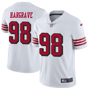 49ers #98 Javon Hargrave White Rush Men's Stitched NFL Vapor Untouchable Limited Jersey