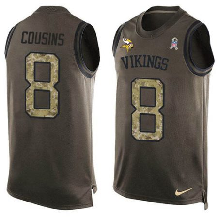 vikings #8 kirk cousins green men's stitched nfl limited salute to service tank top cheap jersey