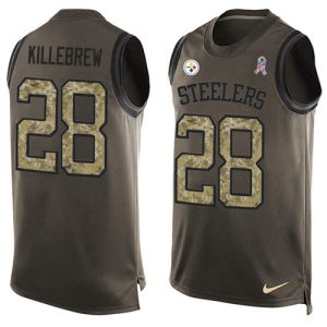 elite Steelers #28 Miles Killebrew Green Men's Stitched NFL Limited Salute To Service Tank Top Jersey