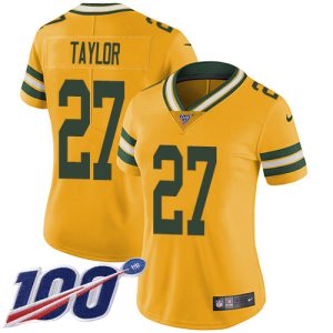 Packers #27 Patrick Taylor Yellow Women's Stitched NFL Limited Rush 100th Season Jersey