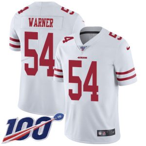 wholesale 49ers #54 Fred Warner White Men's Stitched NFL 100th Season Vapor Limited Jersey