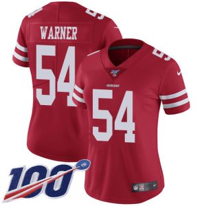 49ers #54 Fred Warner Red Team Color Women's Stitched NFL 100th Season Vapor Limited Jersey