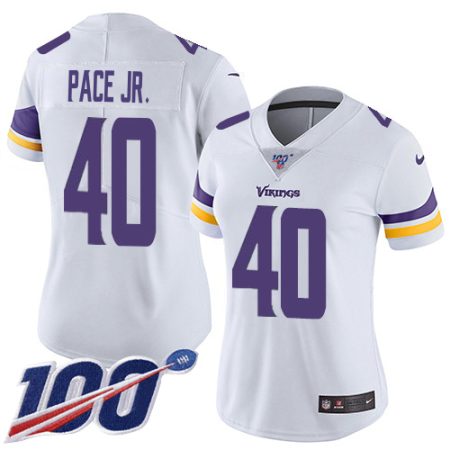 Vikings #40 Ivan Pace Jr. White Women's Stitched NFL 100th Season Vapor Untouchable Limited Jersey