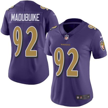 elite Ravens #92 Justin Madubuike Purple Women's Stitched NFL Limited Rush Jersey