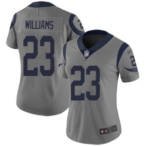 wholesale Rams #23 Kyren Williams Gray Women's Stitched NFL Limited Inverted Legend Jersey