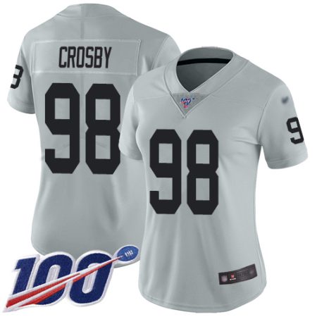 elite Raiders #98 Maxx Crosby Silver Women's Stitched NFL Limited Inverted Legend 100th Season Jersey