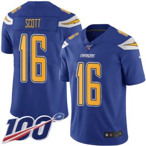 wholesale Chargers #16 J.K. Scott Electric Blue Men's Stitched NFL Limited Rush 100th Season Jersey