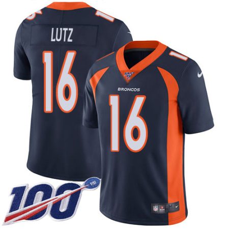 wholesale Broncos #16 Wil Lutz Navy Blue Alternate Men's Stitched NFL 100th Season Vapor Untouchable Limited Jersey