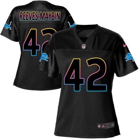 Lions #42 Jalen Reeves-Maybin Black Women's NFL Fashion Game Jersey