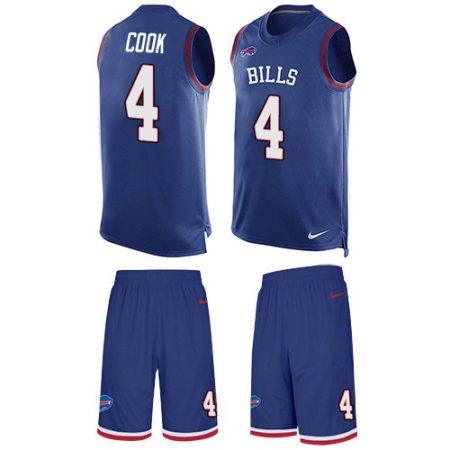 Bills #4 James Cook Royal Blue Team Color Men's Stitched NFL Limited Tank Top Suit Jersey