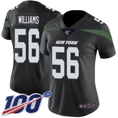 cheap Jets #56 Quincy Williams Black Alternate Women's Stitched NFL 100th Season Vapor Limited Jersey