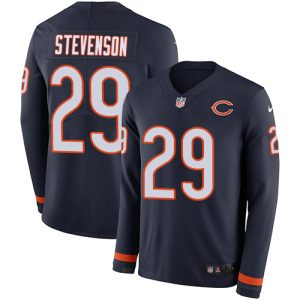 Bears #29 Tyrique Stevenson Navy Blue Team Color Youth Stitched NFL Limited Therma Long Sleeve Jersey