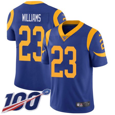 Rams #23 Kyren Williams Royal Blue Alternate Youth Stitched NFL 100th Season Vapor Untouchable Limited Jersey