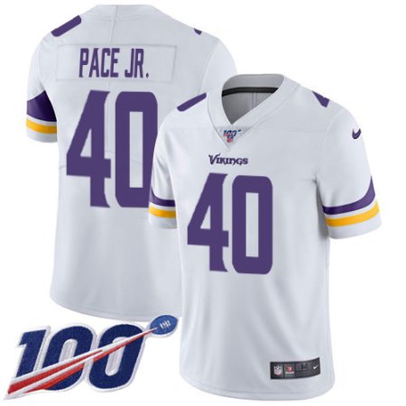 Vikings #40 Ivan Pace Jr. White Youth Stitched NFL 100th Season Vapor Untouchable Limited Jersey